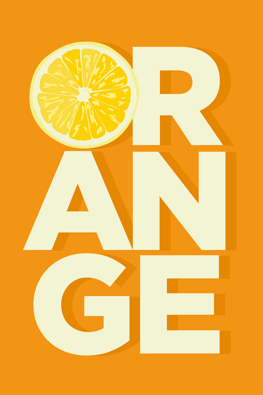 Poster cocina texto de naranja en rodajas - TenVinilo