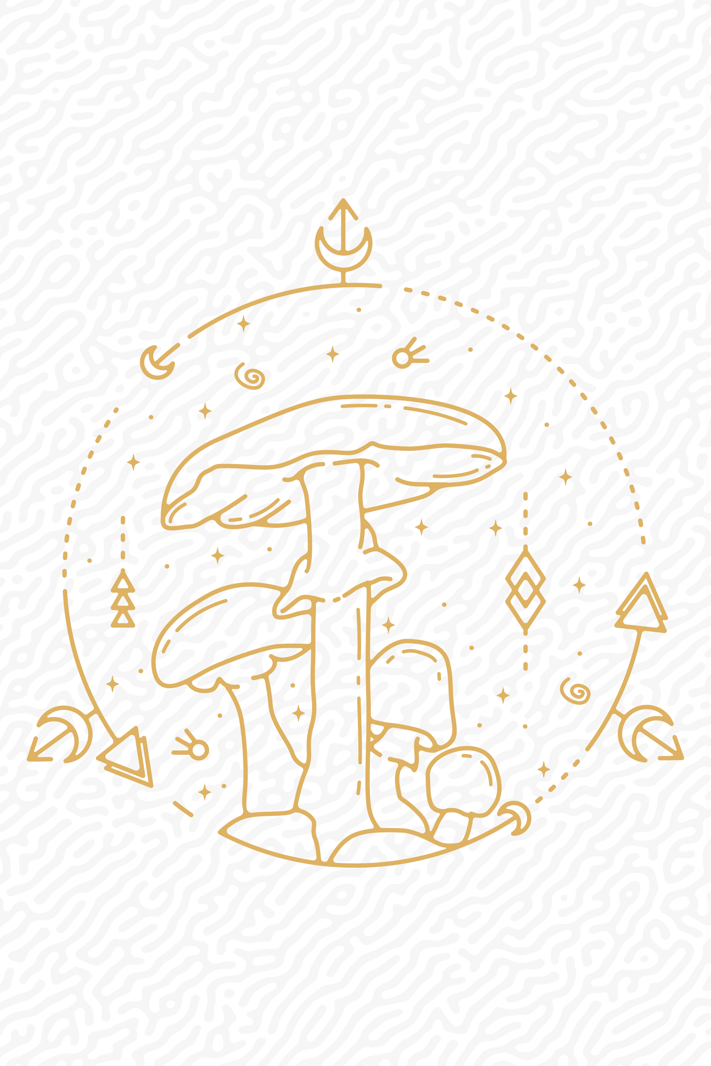 Poster cocina diseño monolinear de champiñones geométricos - TenVinilo