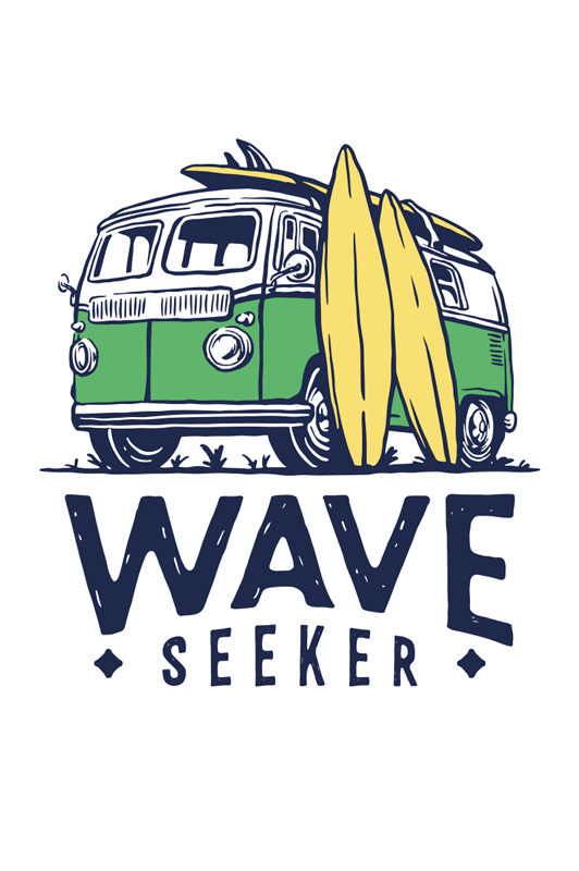 Poster habitación juvenil surfero en furgoneta - TenVinilo