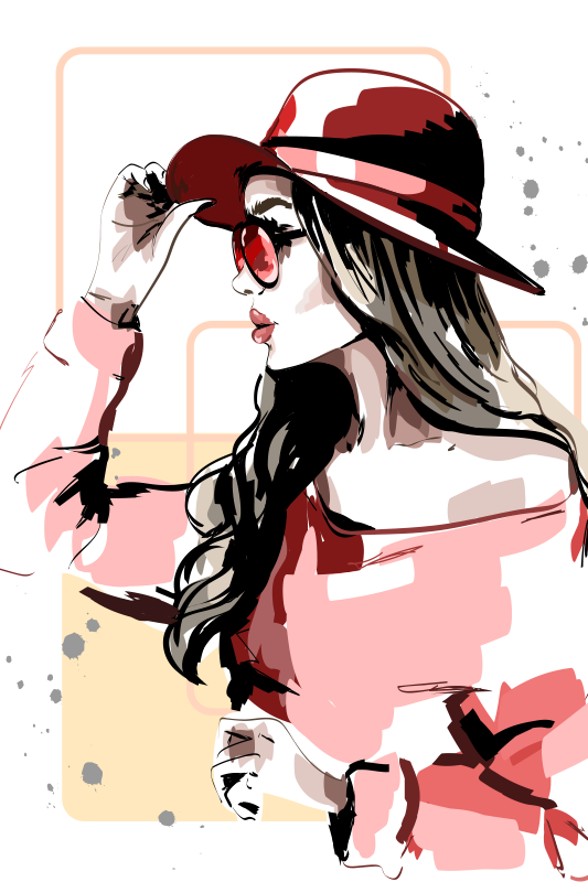 Poster salón damas con sombrero - TenVinilo