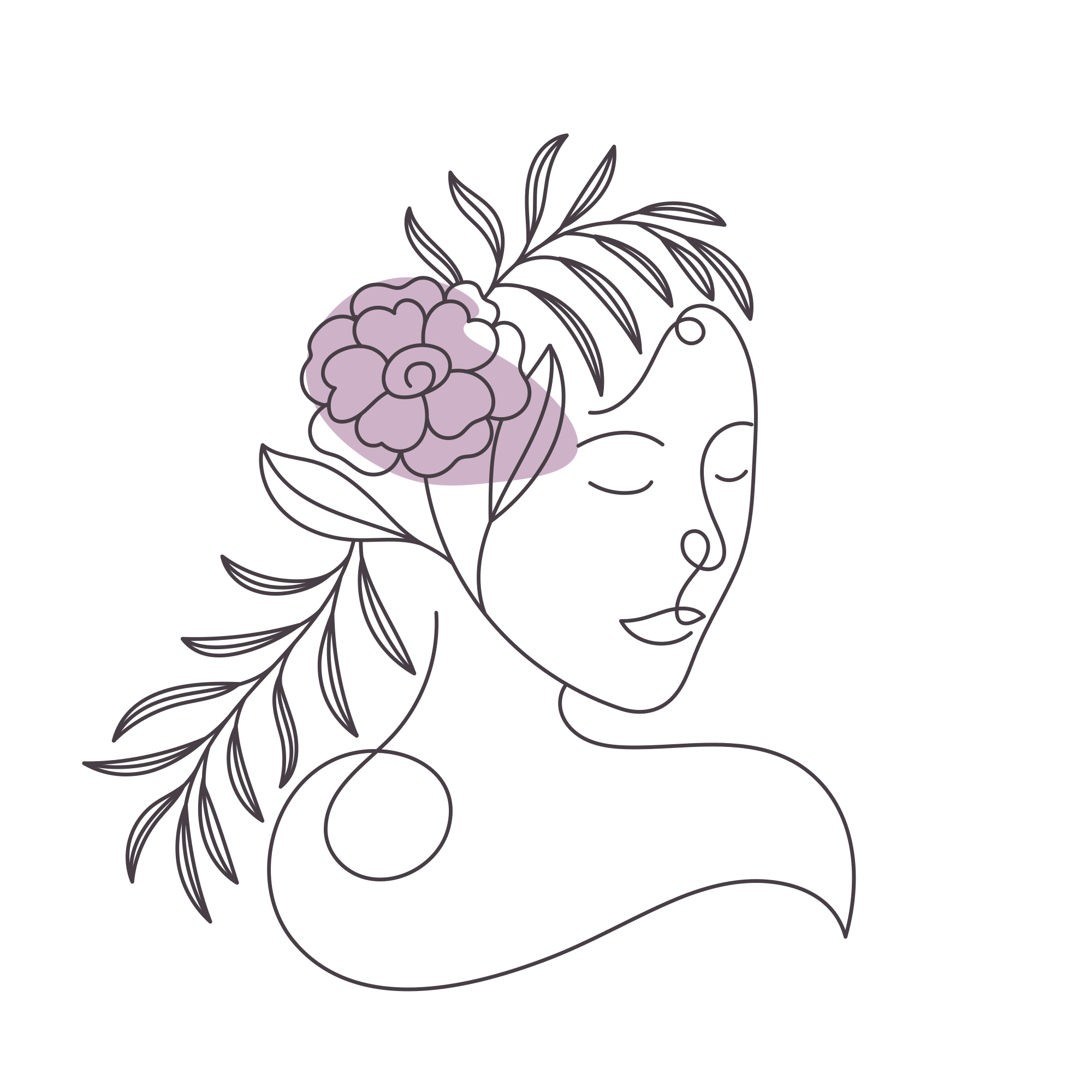 Poster de flores cara de mujer minimalista - TenVinilo