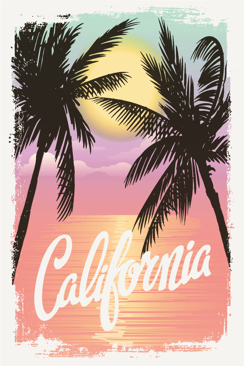 Poster ciudades vibras del atardecer californiano - TenVinilo