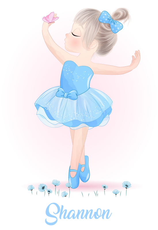 Poster con nombre niña bailando con mariposa - TenVinilo