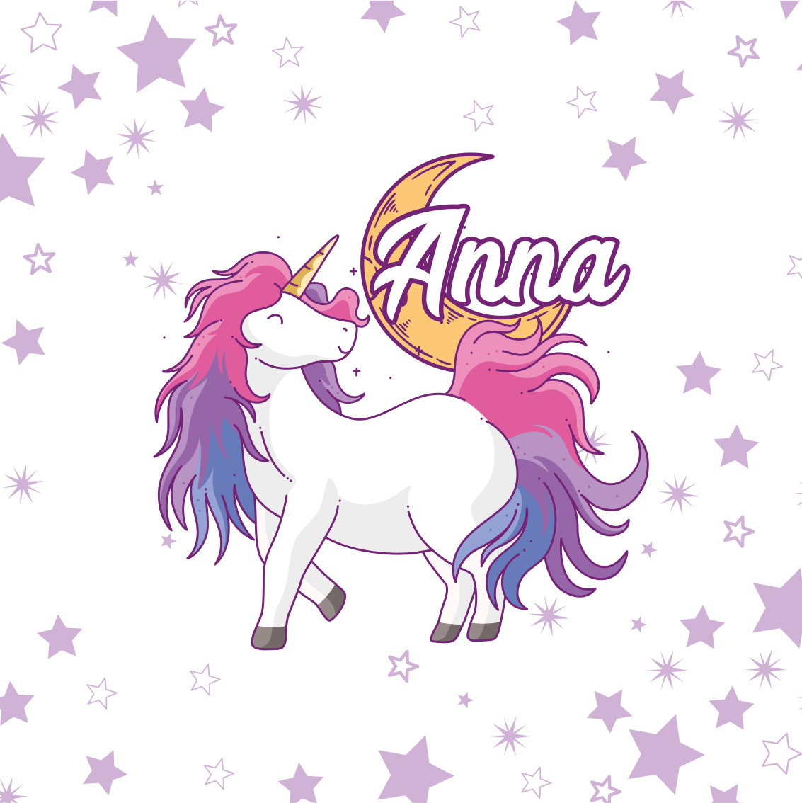 Poster con nombre unicornio con estrellas - TenVinilo