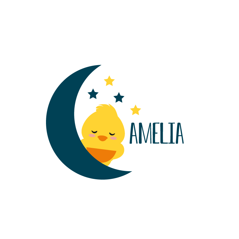 Poster con nombre pollito dormilón luna - TenVinilo