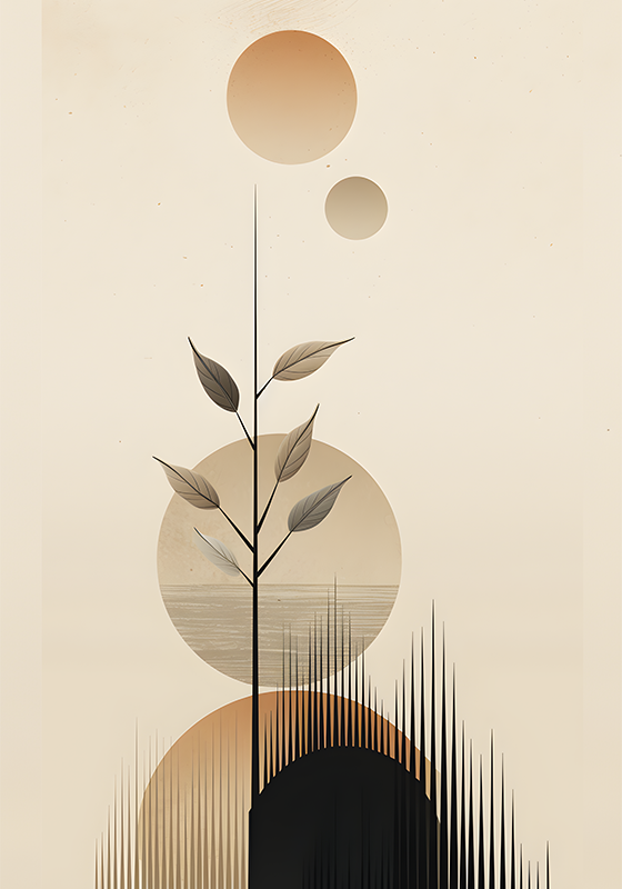 Poster plantas abstractas estilo boho - TenVinilo