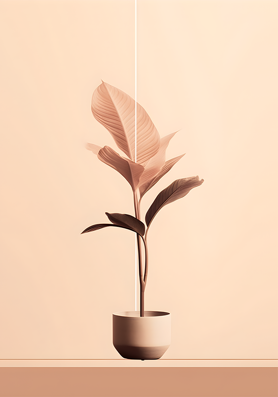 Poster plantas planta vertical en tonos beige - TenVinilo