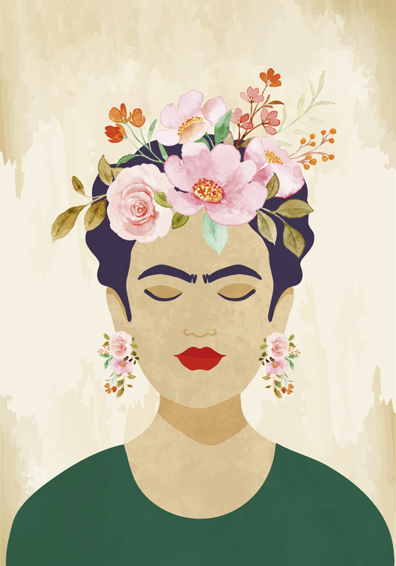 Poster de flores mujer con flores - TenVinilo