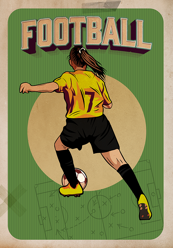 Poster fútbol retro femenino - TenVinilo