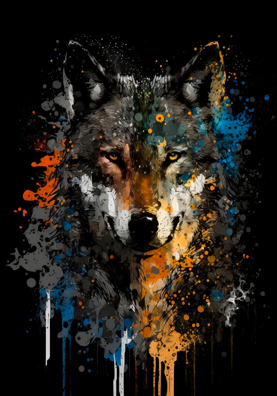 Poster arte pintura de lobo - TenVinilo