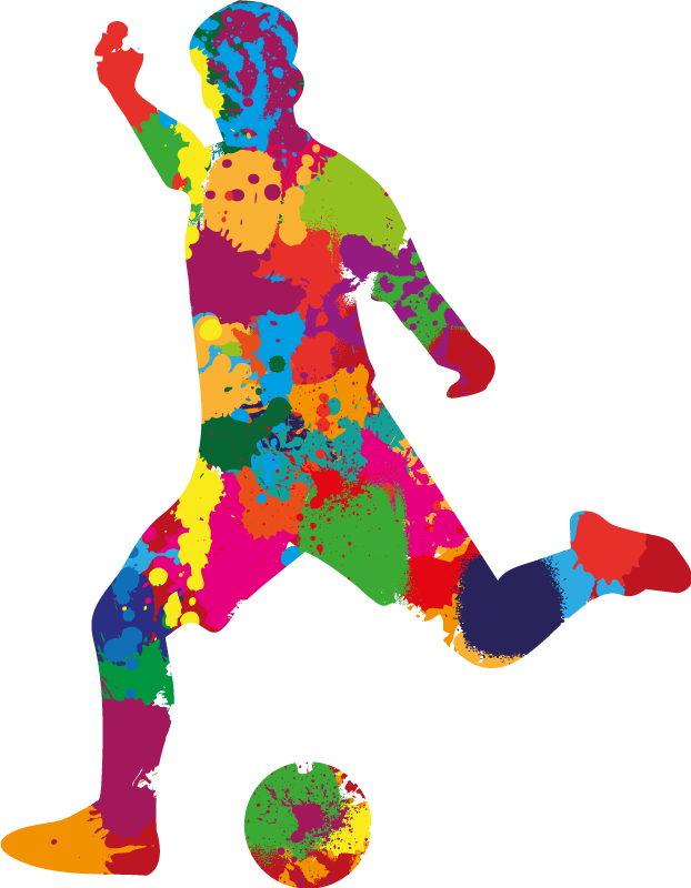 Poster fútbol jugador salpicaduras de colores - TenVinilo