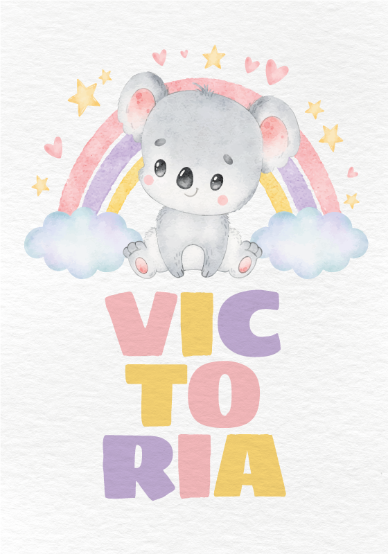 Poster dormitorio infantil koala y arcoiris - TenVinilo