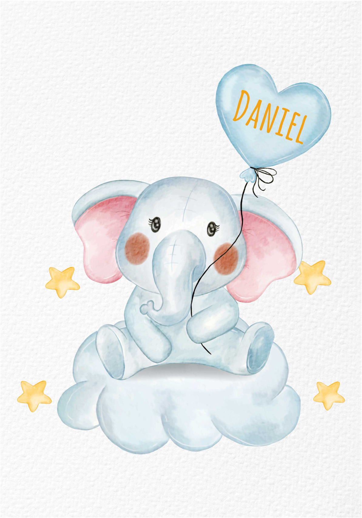 Poster dormitorio infantil lindo elefante con globo - TenVinilo