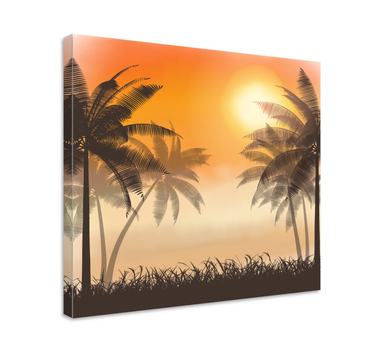 Cuadro paisaje atardecer tropical - TenVinilo