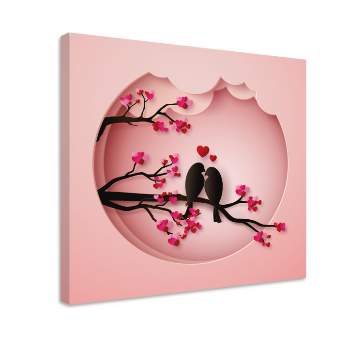 Cuadro aves Pájaros modernos besándose - TenVinilo