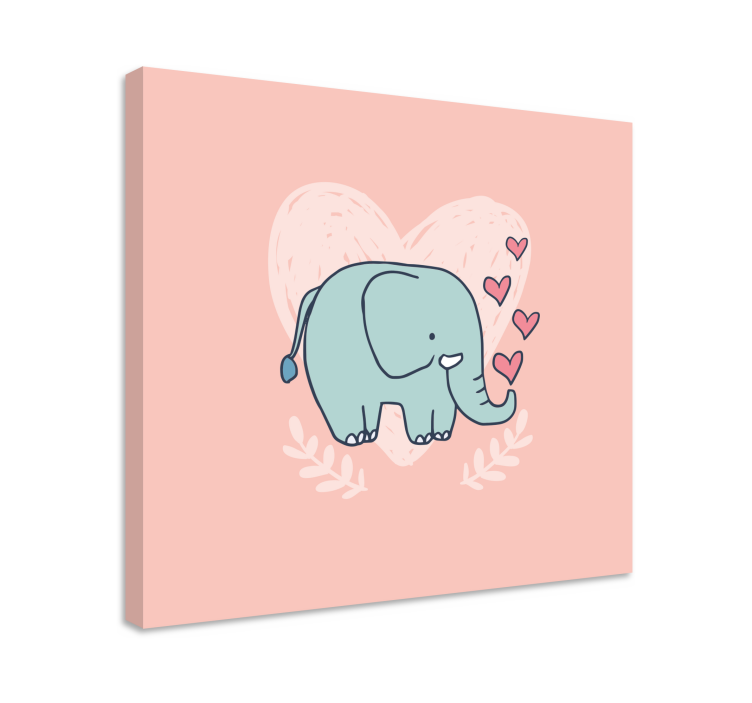 Pintura habitación bebé Lindo elefante soplando corazones de hoci - TenVinilo