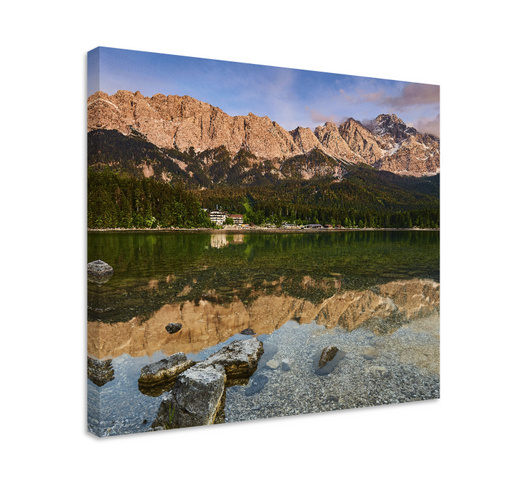 Cuadro paisajes lago de la reflección de montañas - TenVinilo