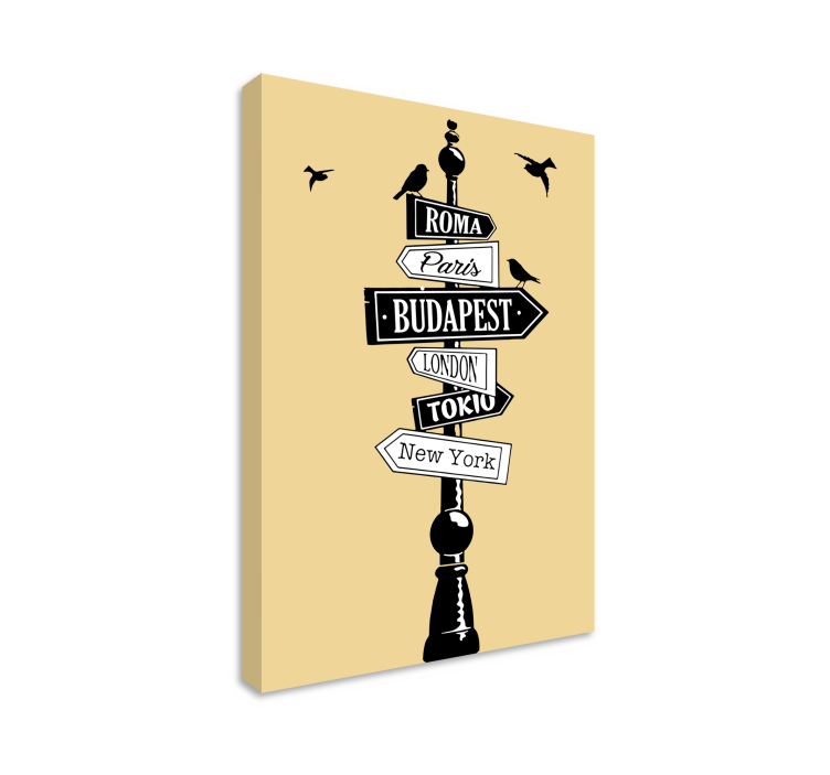 Cuadro ciudades señal direccional urbana - TenVinilo