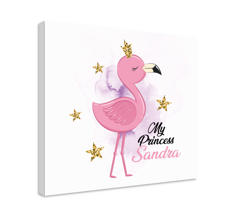 Cuadro personalizable Linda princesa flamenco con nombre - TenVinilo
