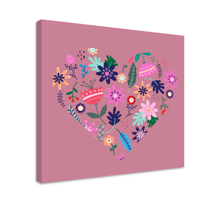 Cuadro de flores arreglo floral en forma de corazón - TenVinilo