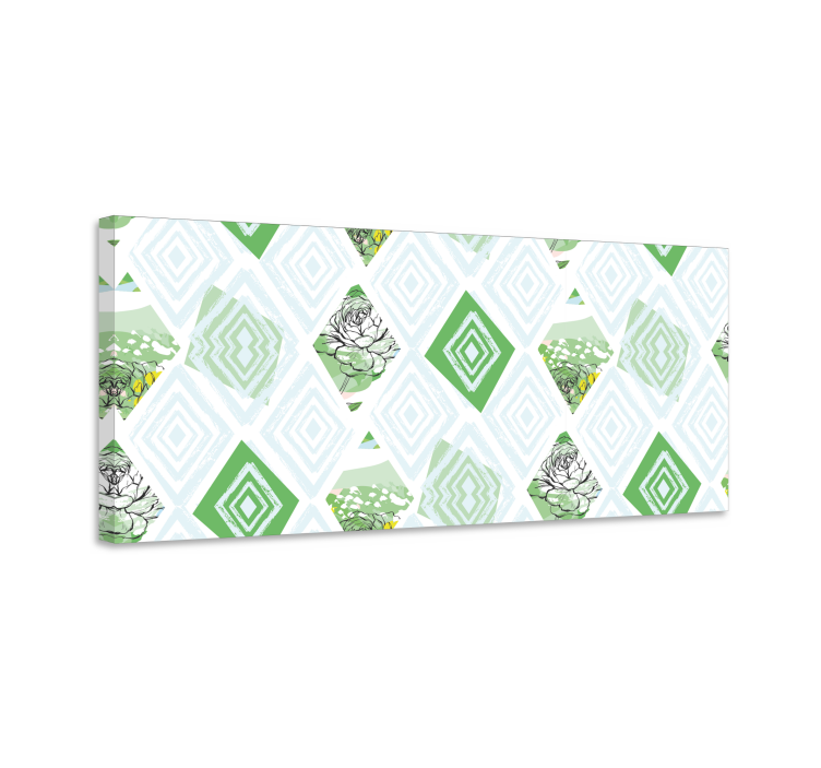 Cuadro de flores con patrón suculento geométrico - TenVinilo