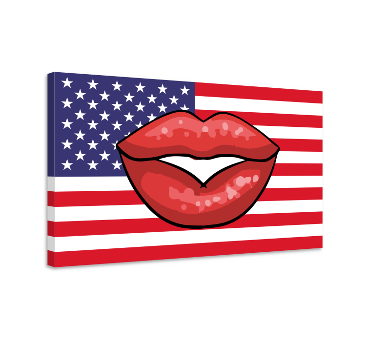 Cuadro retro vintage labios en bandera - TenVinilo