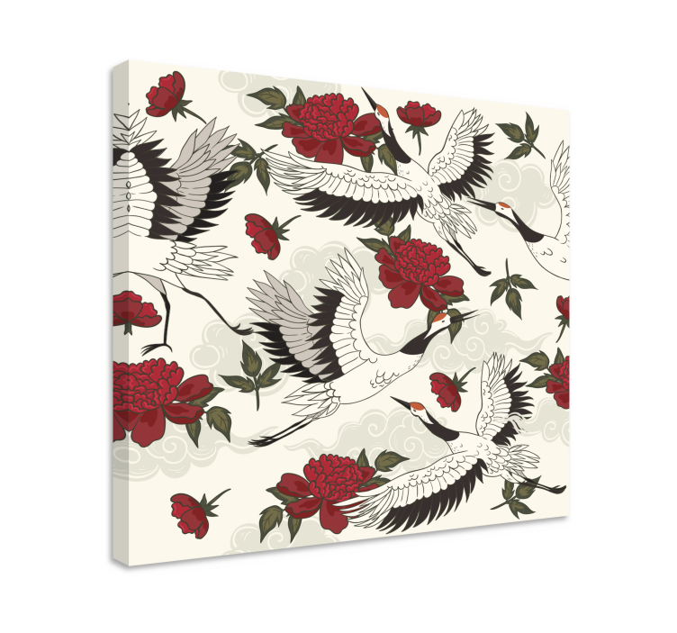 Cuadro de mandala grúas y flores - TenVinilo