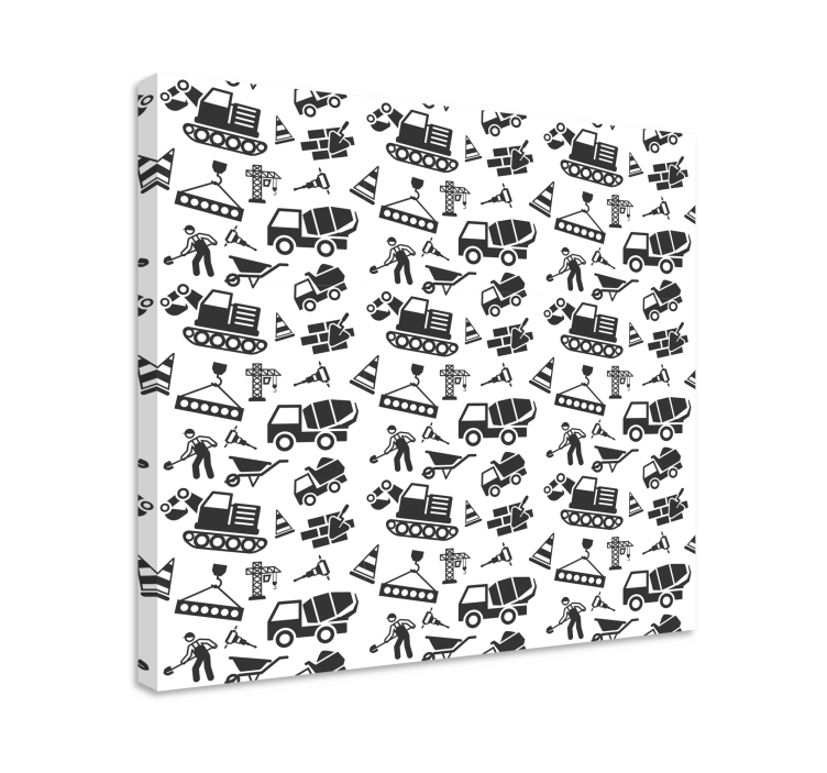 Cuadro con frase iconos de obra de construcción - TenVinilo
