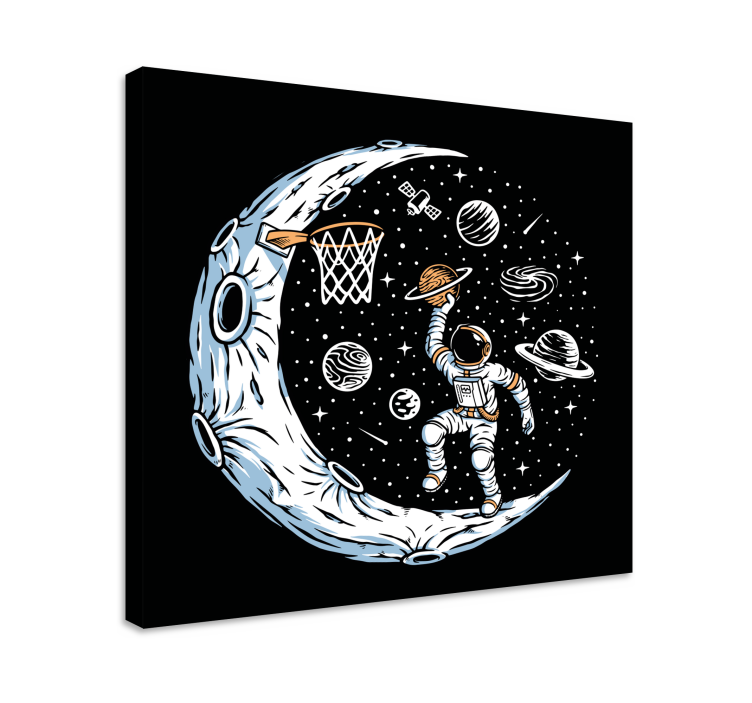 Cuadro para dormitorio Astronauta jugando baloncesto - TenVinilo