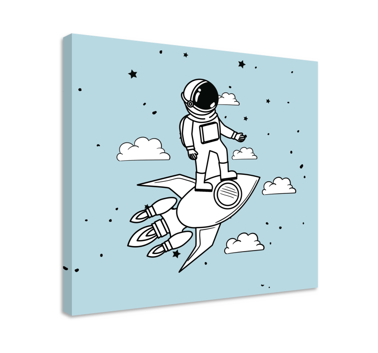 Cuadro moderno Cohete astronauta y estrellas - TenVinilo