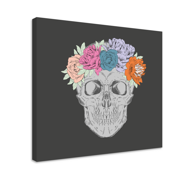 Cuadro de flores arreglo floral de calavera - TenVinilo