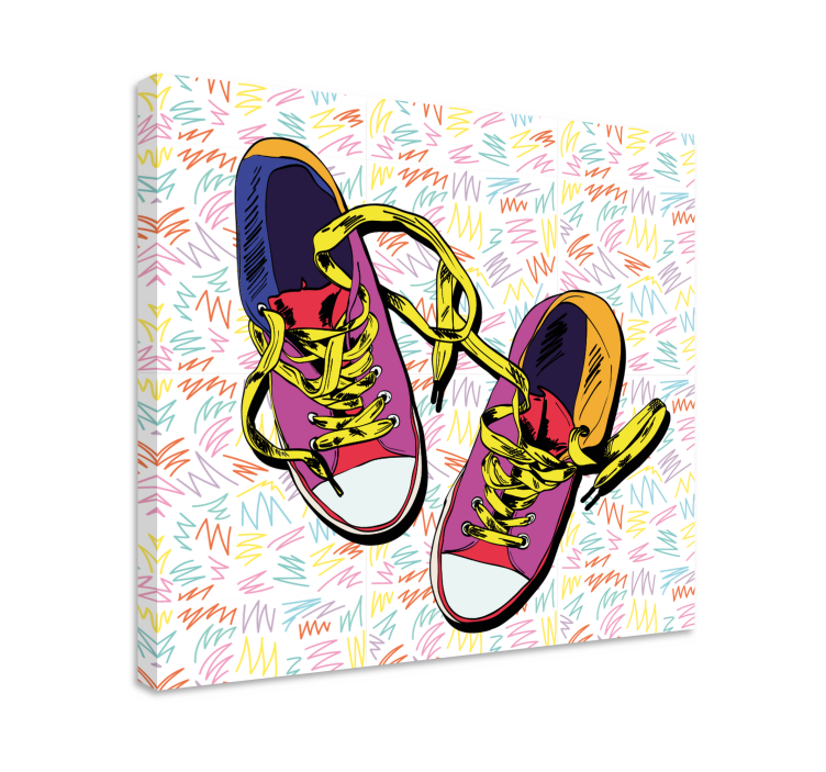Cuadro con superhéroes diseño colorido de zapatillas - TenVinilo