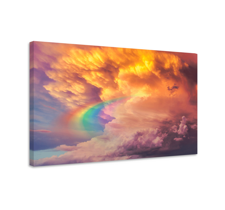 Cuadro paisajes cielo nublado vivid rainbow - TenVinilo