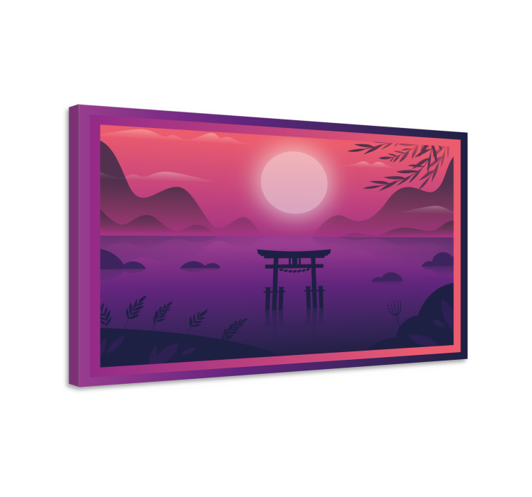 Cuadro oriental puerta torii del atardecer - TenVinilo