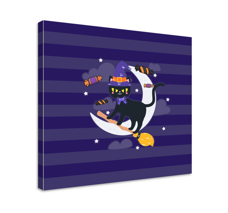 Cuadro de gatos bruja gato negro - TenVinilo