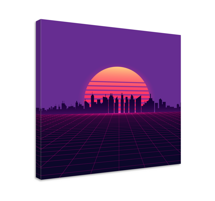Cuadro vintage Puesta de sol vaporwave estilo años 80 - TenVinilo