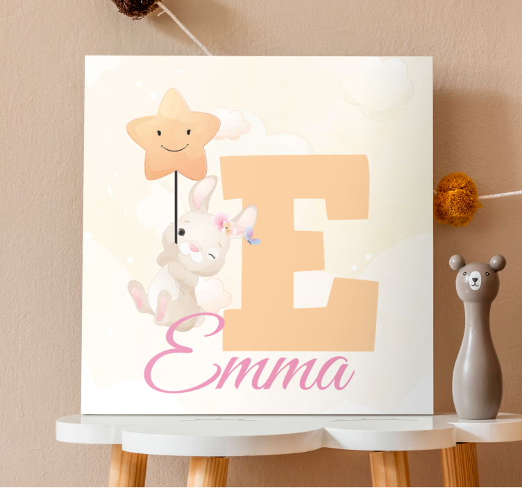 Cuadro 3d conejo feliz sosteniendo estrella - TenVinilo