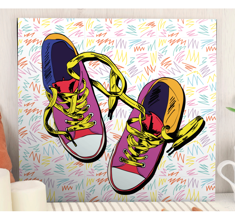 Cuadro con superhéroes diseño colorido de zapatillas - TenVinilo