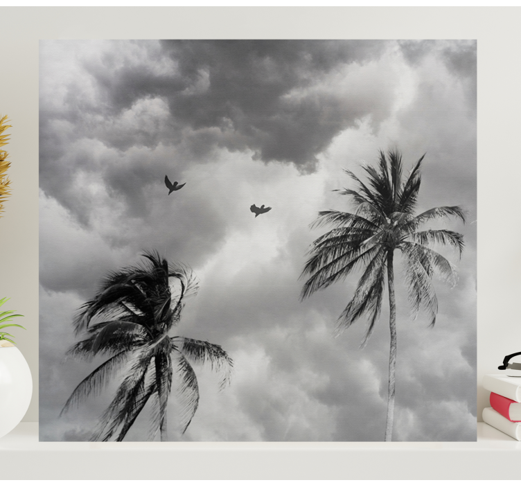 Cuadro de flores silueta de palmeras - TenVinilo