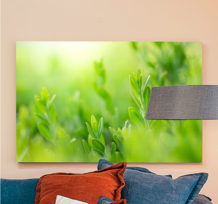 Cuadro de flores verde exuberante en primer plano - TenVinilo