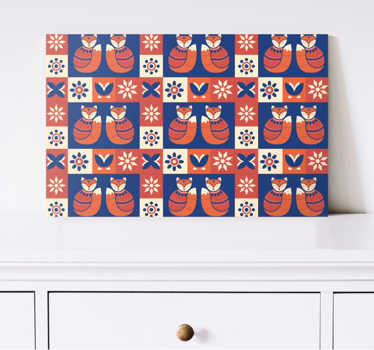 Cuadro de gatos patrón de gatos amigables - TenVinilo