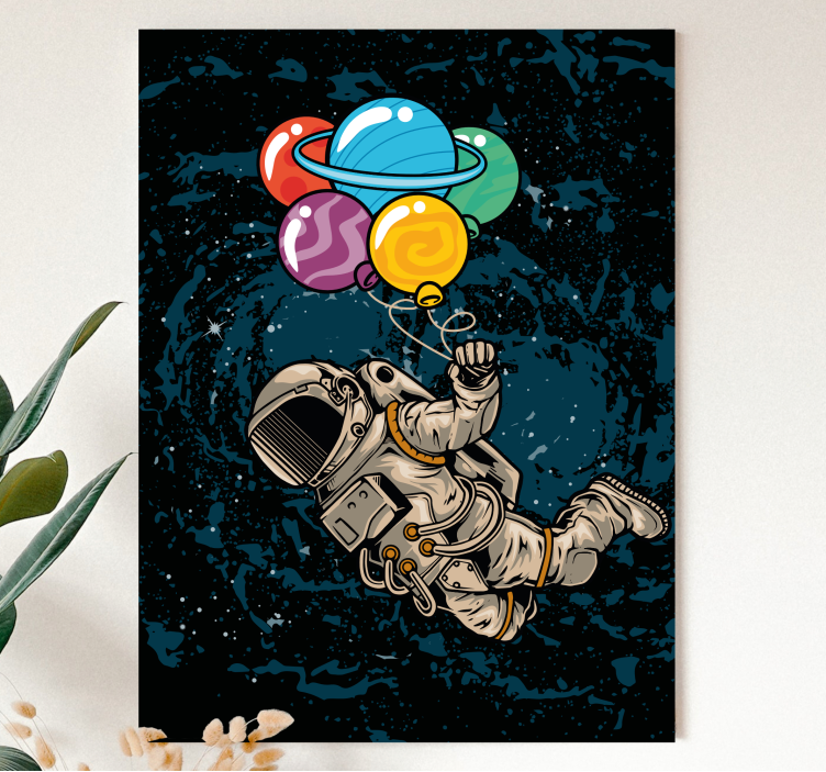 Cuadro decorativo videojuego astronauta con globos - TenVinilo
