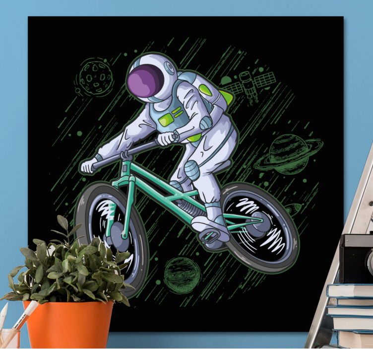 Cuadro decorativo videojuego astronauta en bicicleta - TenVinilo