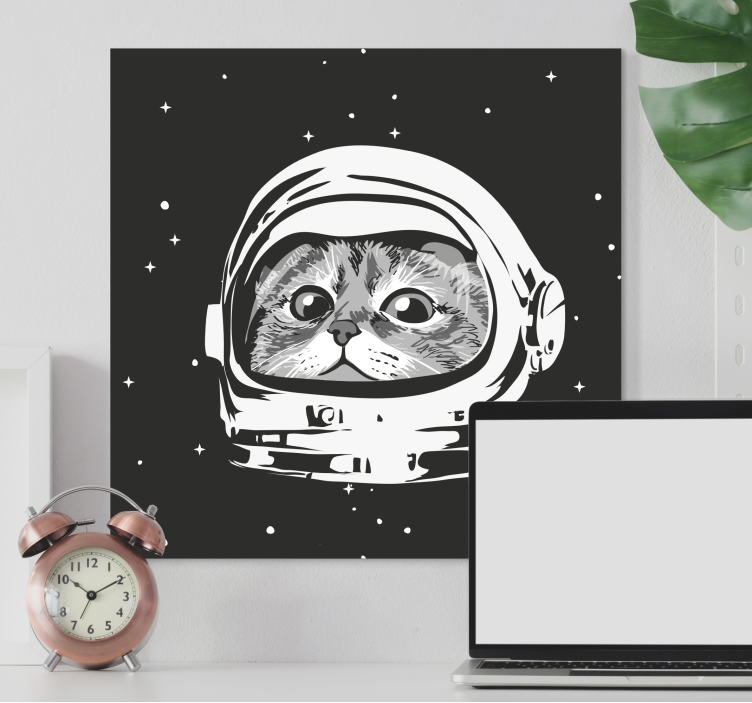 Cuadro para dormitorio Lindo gato con casco de astronauta - TenVinilo