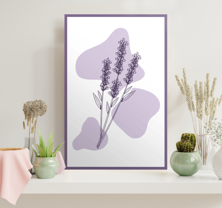 Cuadro de flores dibujo de planta de lavanda - TenVinilo