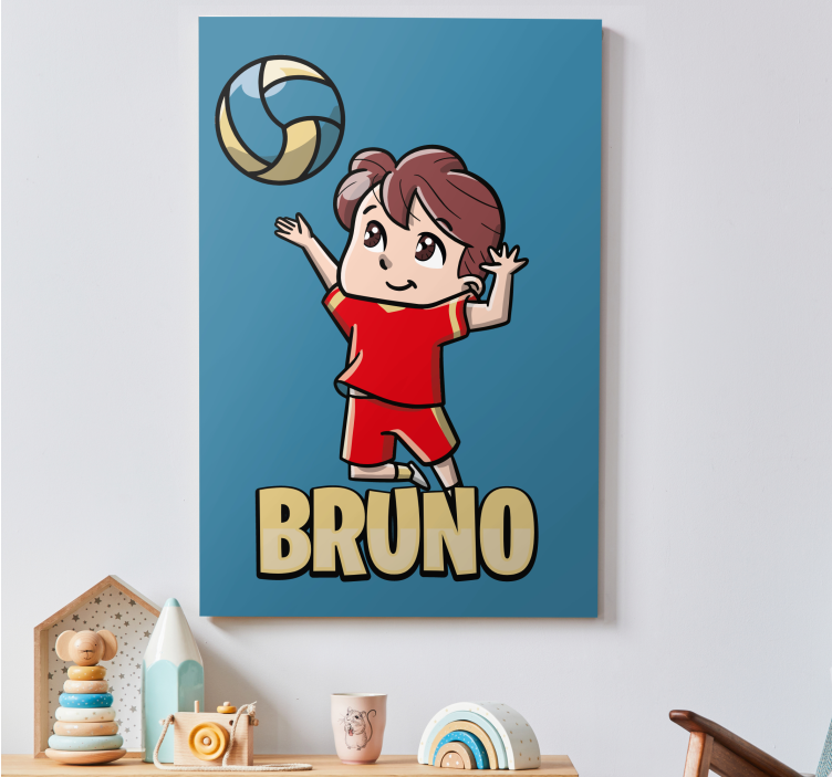 Cuadro personalizable Jugador de voleibol infantil con nombre - TenVinilo