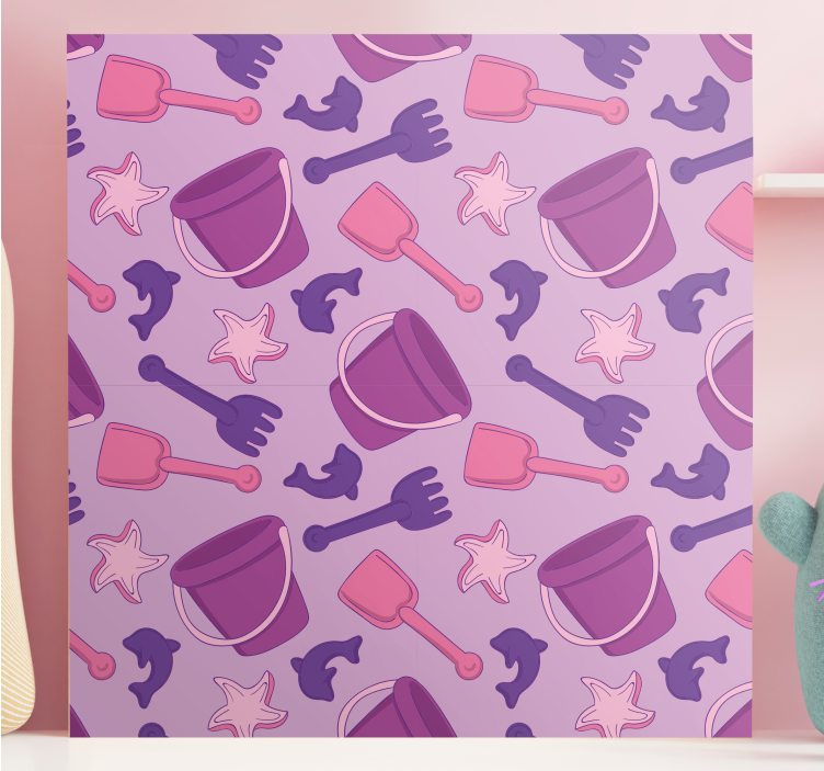 Cuadro infantil patrón de juguetes de playa - TenVinilo