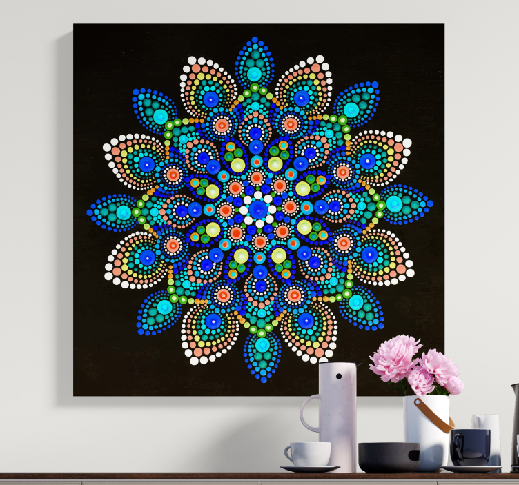 Cuadro mandala con puntos azules - TenVinilo