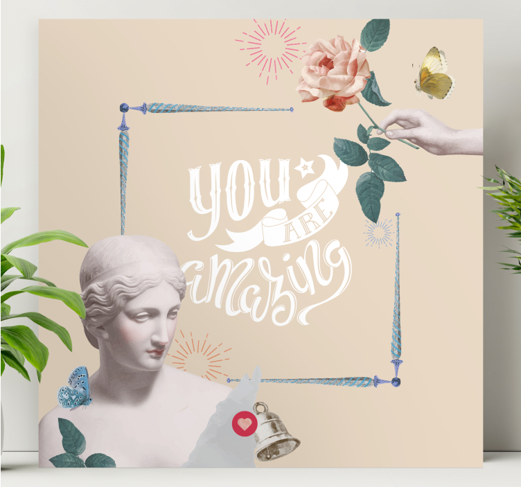 Cuadro frase motivadora Cita motivacional con estatua - TenVinilo