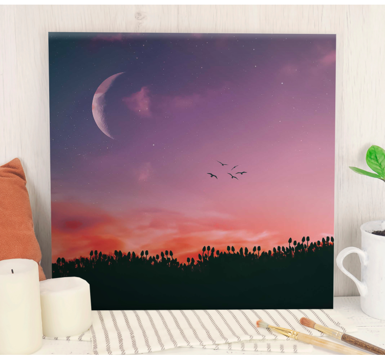 Cuadro paisajes cielo crepuscular iluminado por la luna - TenVinilo